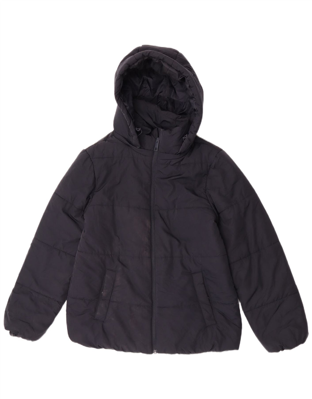 Marks & Spencer Womens Hooded Padded Jacket UK 12 Medium Navy Blue
