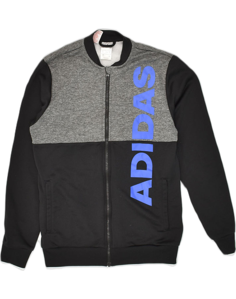 ADIDAS Boys Graphic Tracksuit Top Jacket 13-14 Years Black Colourblock | Vintage Adidas | Thrift | Second-Hand Adidas | Used Clothing | Messina Hembry 