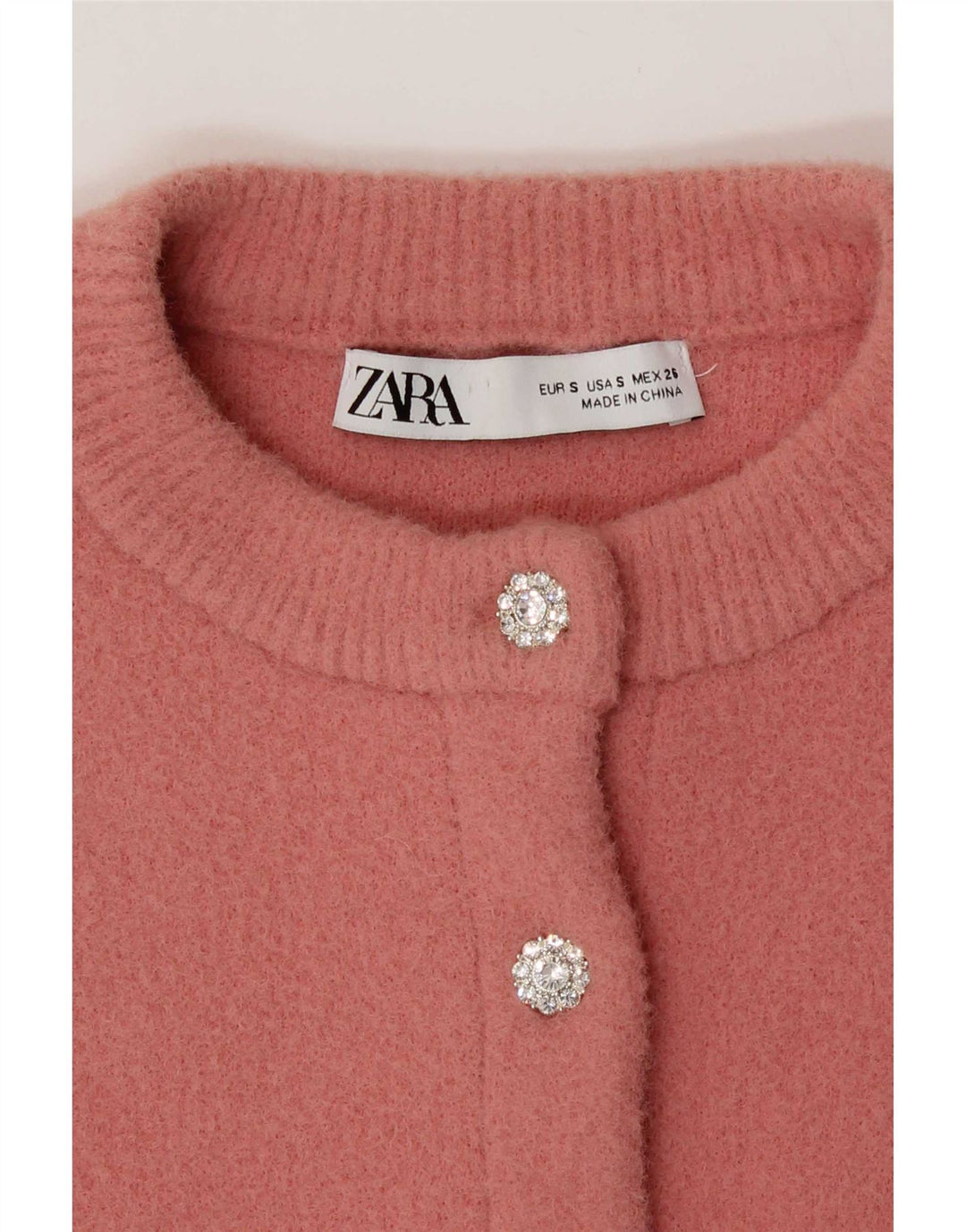 Zara Womens Crop Cardigan Sweater UK 10 Small Pink