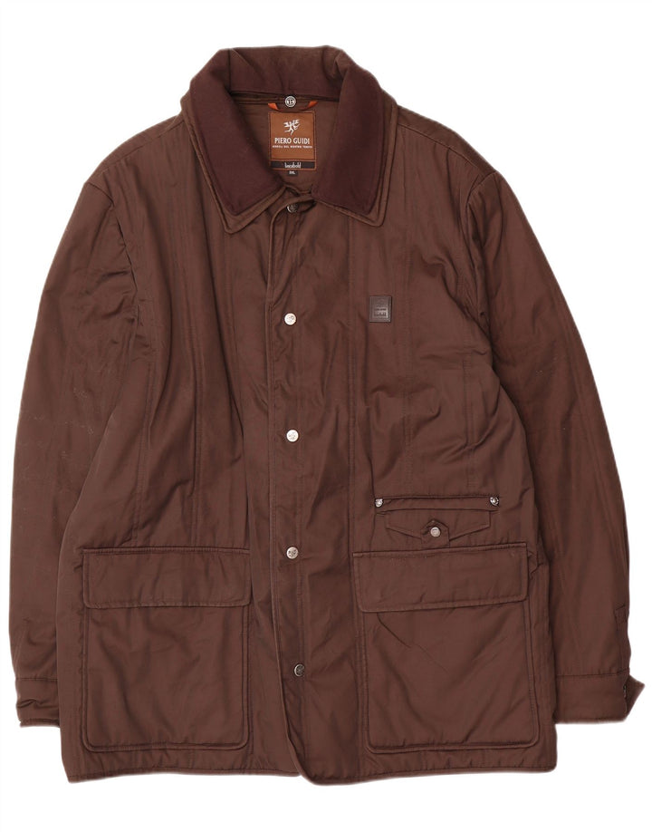 Piero Guidi Mens Utility Jacket UK 46 3XL Brown Cotton