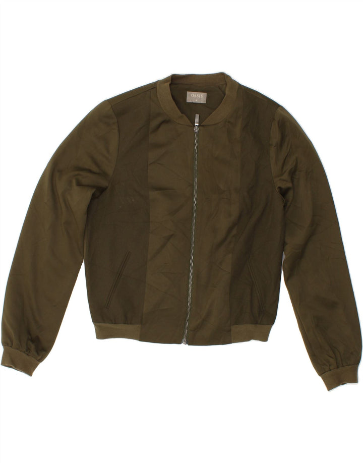 OASIS Womens Bomber Jacket UK 10 Small  Khaki Polyester Vintage Oasis and Second-Hand Oasis from Messina Hembry 