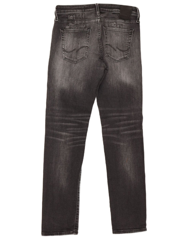 Jack & Jones Mens GLENN Distressed Slim Jeans W30 L32 Grey Cotton