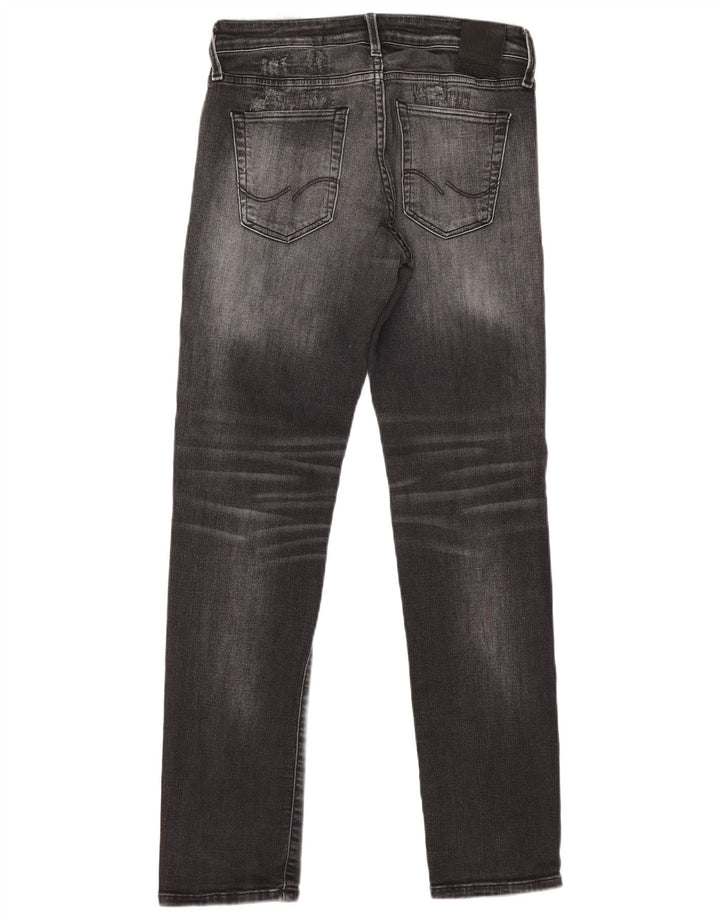 Jack & Jones Mens GLENN Distressed Slim Jeans W30 L32 Grey Cotton