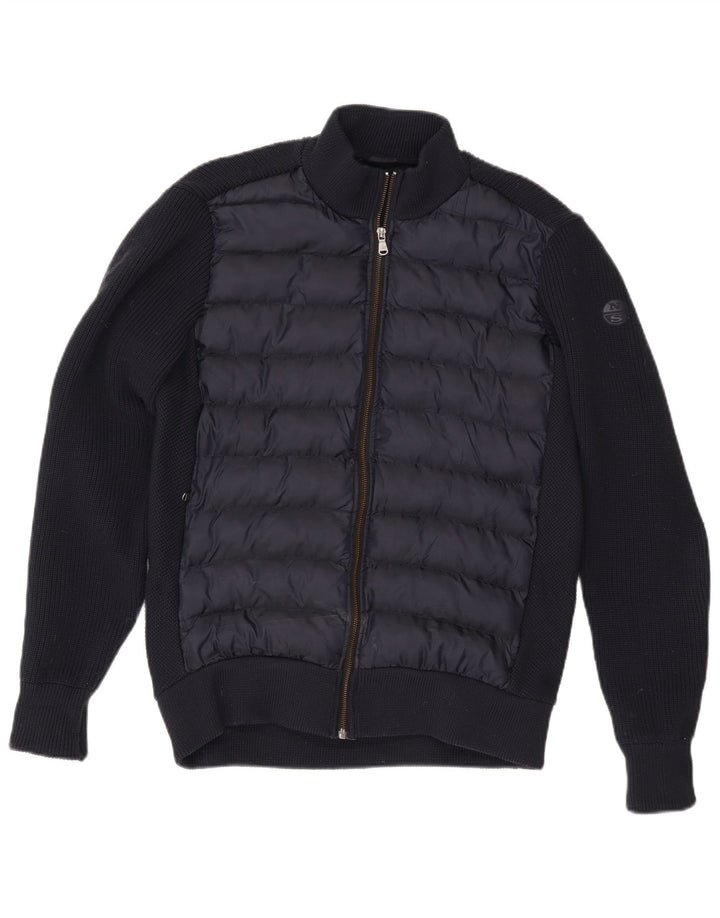 North Sails Mens Cardigan Sweater Large Navy Blue Polyester