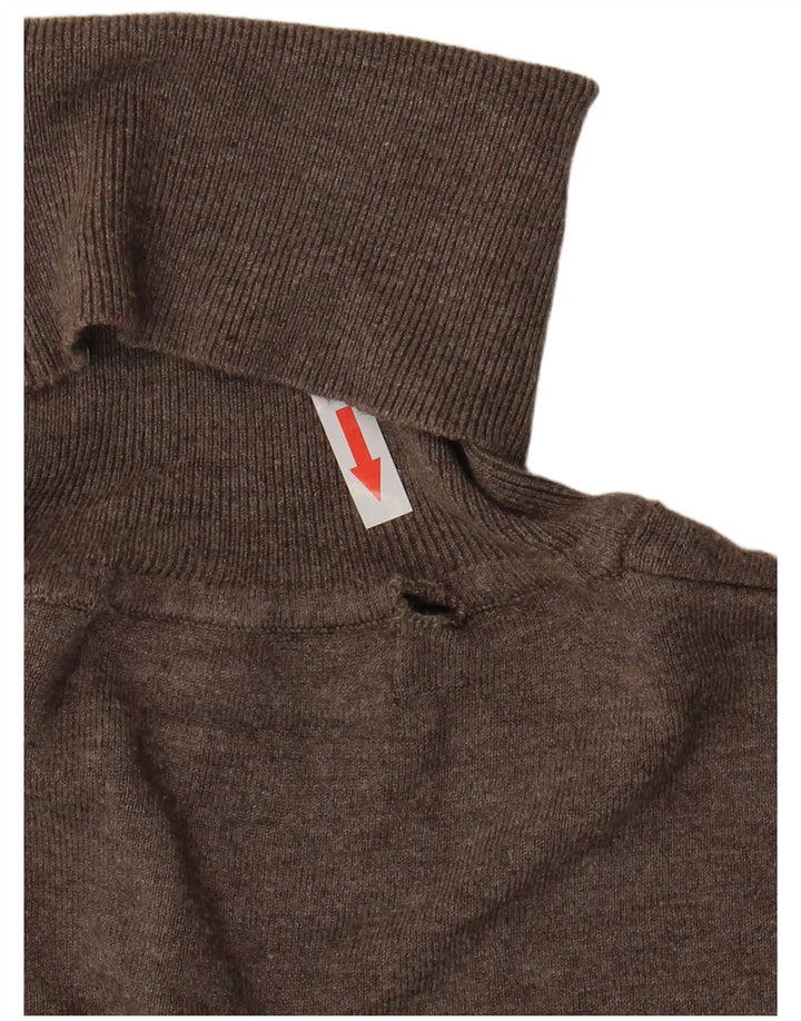 Zara Womens Roll Neck Jumper Sweater UK 14 Large Brown Rayon