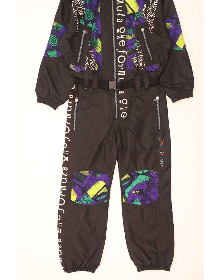 Vintage Mens Graphic Ski Jumpsuit EU 52 Large  Black Geometric Polyamide