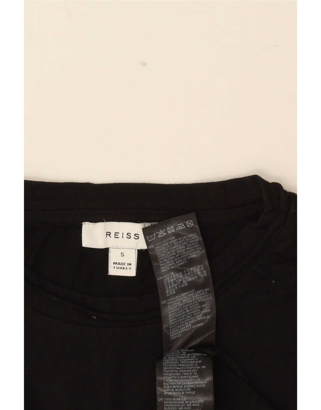 Reiss Mens T-Shirt Top Small Black Cotton