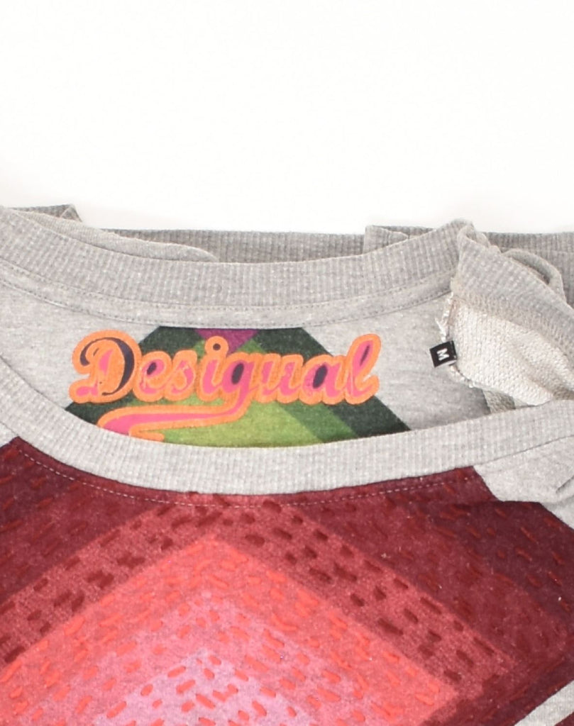 DESIGUAL Womens Oversized Graphic Sweatshirt Jumper UK 14 Medium Grey | Vintage Desigual | Thrift | Second-Hand Desigual | Used Clothing | Messina Hembry 