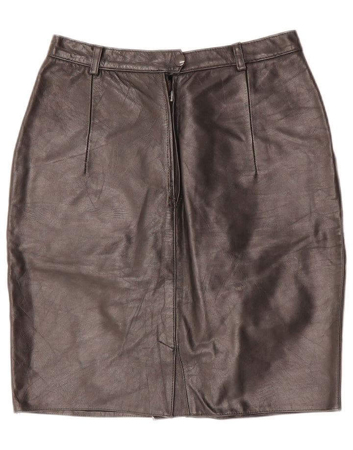 Vintage Womens Leather Pencil Skirt W26 Small  Black
