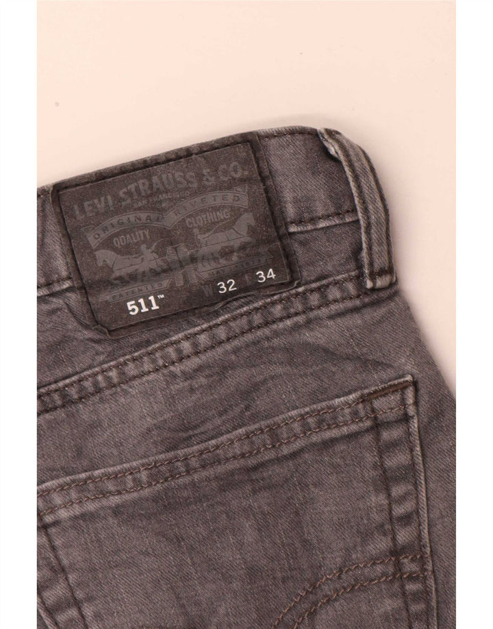Levi's Mens 511 Slim Jeans W32 L32 Grey Cotton