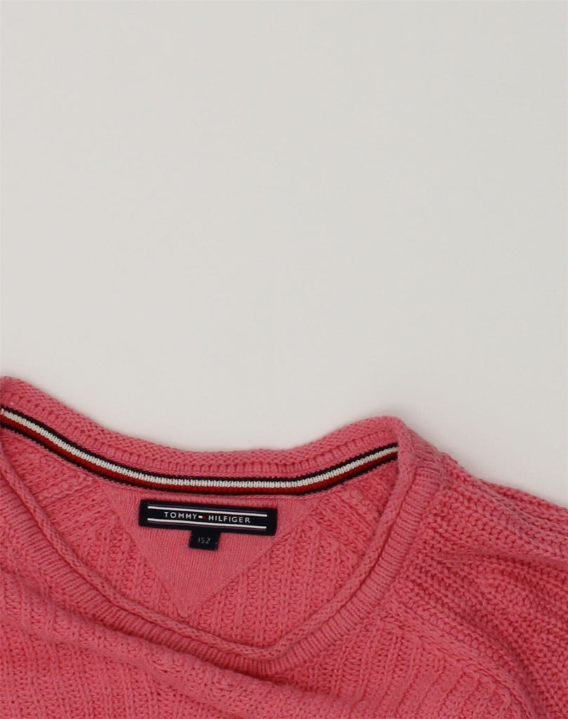 TOMMY HILFIGER Girls Crew Neck Jumper Sweater 13-14 Years Pink Cotton | Vintage Tommy Hilfiger | Thrift | Second-Hand Tommy Hilfiger | Used Clothing | Messina Hembry 