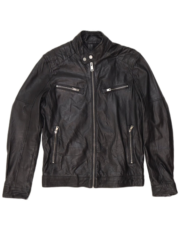 Conbipel Womens Leather Biker Jacket IT 46 Large Black Leather