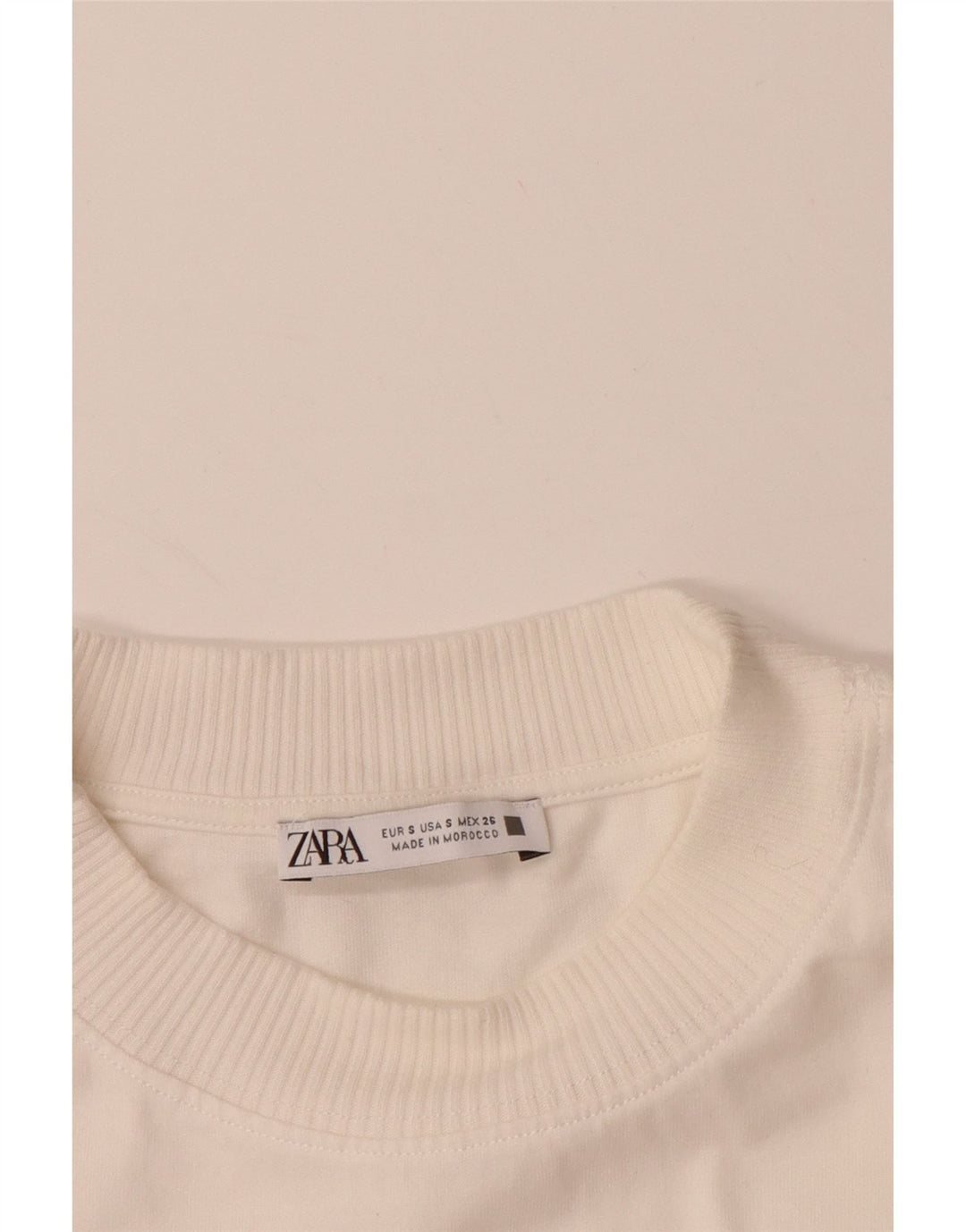 ZARA Womens Crop Sweatshirt Jumper UK 10 Small White Cotton