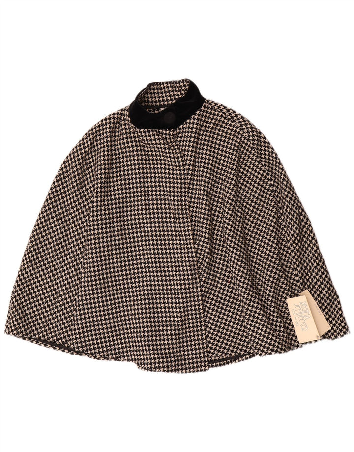 Regina Schrecker Womens Poncho Coat IT 42 Medium Black Houndstooth Wool