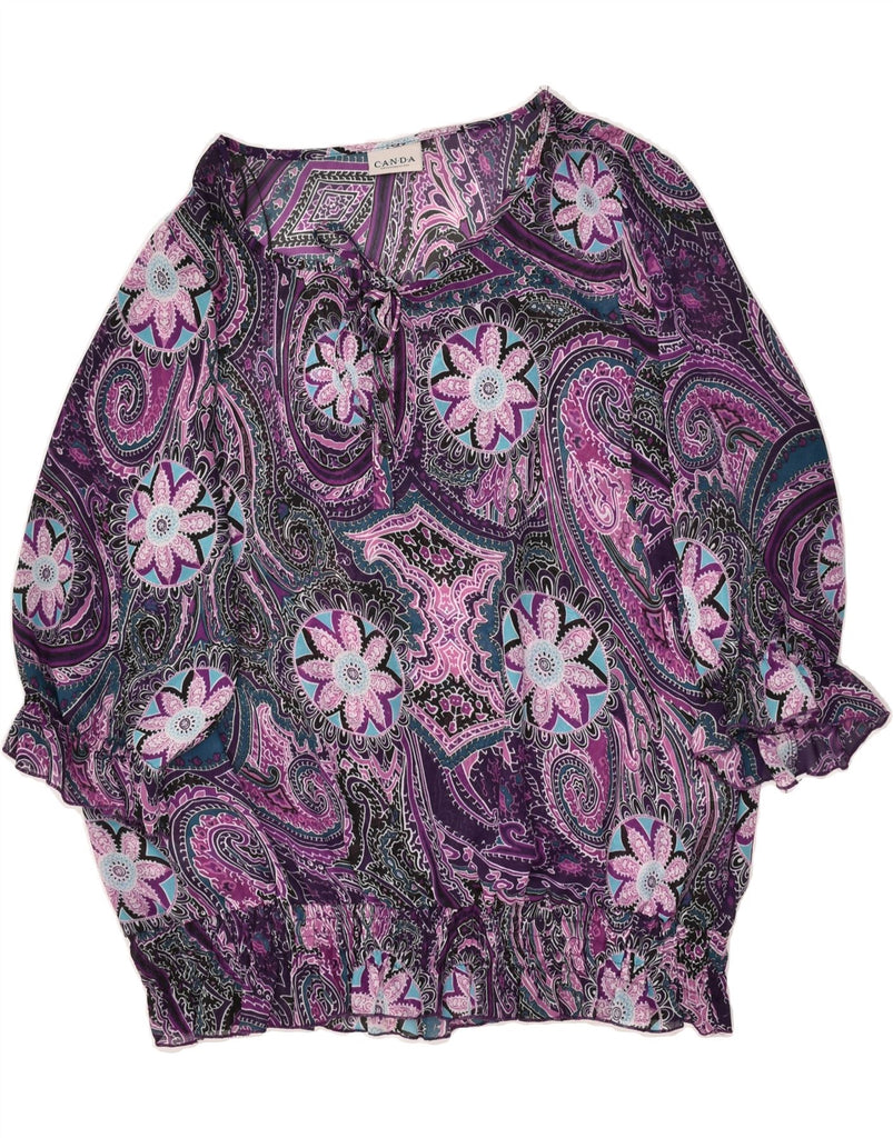 CANDA Womens Blouse Top EU 46 XL Purple Paisley Polyester Vintage Canda and Second-Hand Canda from Messina Hembry 