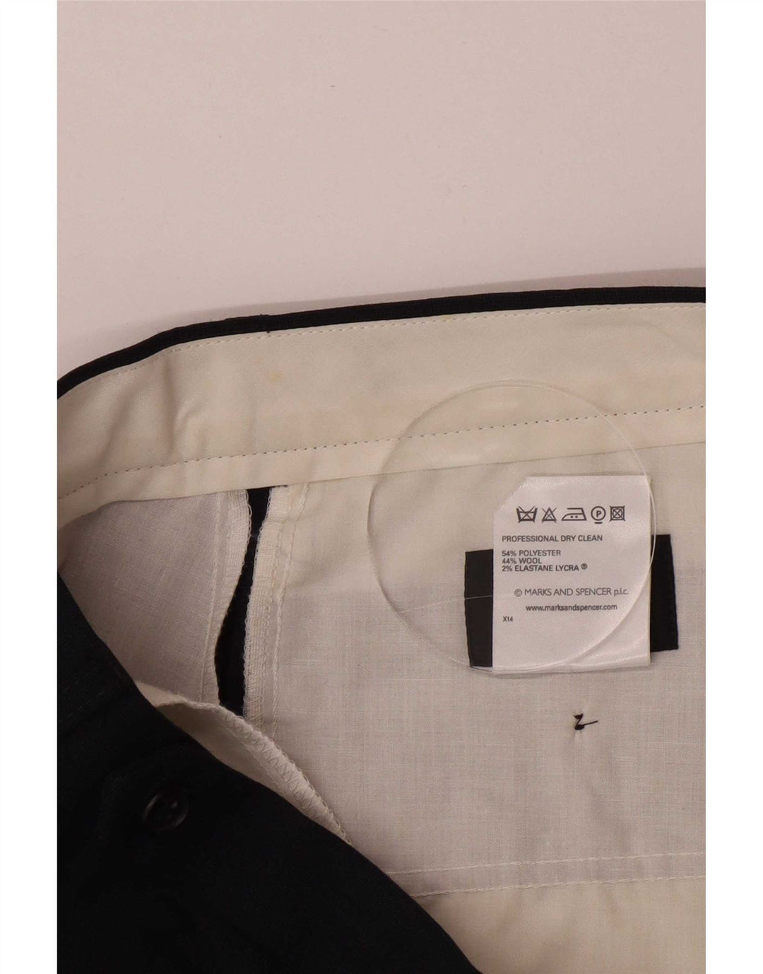 Marks & Spencer Mens Pegged Suit Trousers W34 L33 Navy Blue Polyester