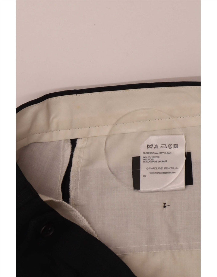 Marks & Spencer Mens Pegged Suit Trousers W34 L33 Navy Blue Polyester