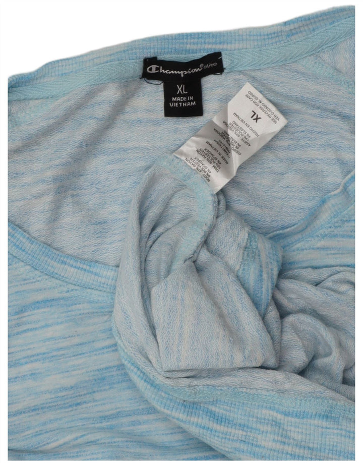 Champion Womens Top Long Sleeve UK 18 XL Blue Flecked Rayon