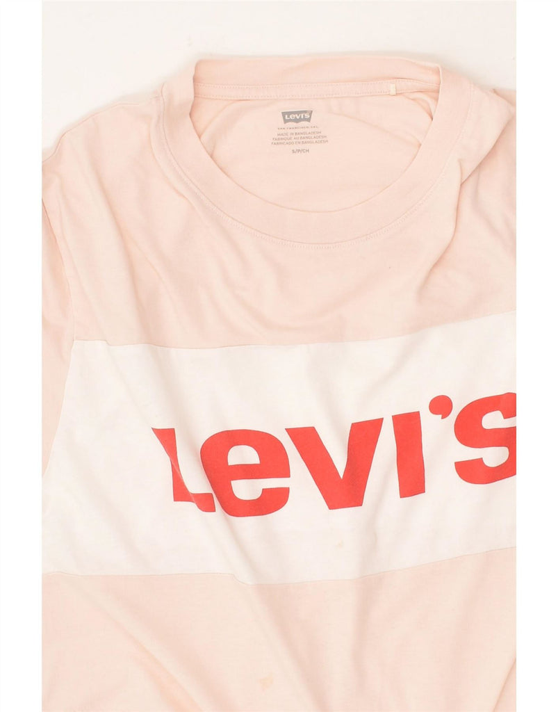 LEVI'S Womens Crop Graphic T-Shirt Top UK 10 Small Pink Cotton | Vintage Levi's | Thrift | Second-Hand Levi's | Used Clothing | Messina Hembry 