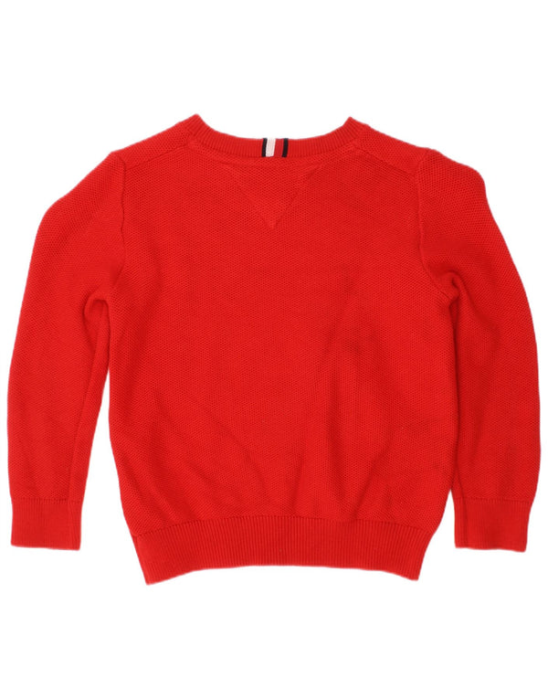 Tommy Hilfiger Boys Boat Neck Jumper Sweater 4-5 Years Red Striped Cotton