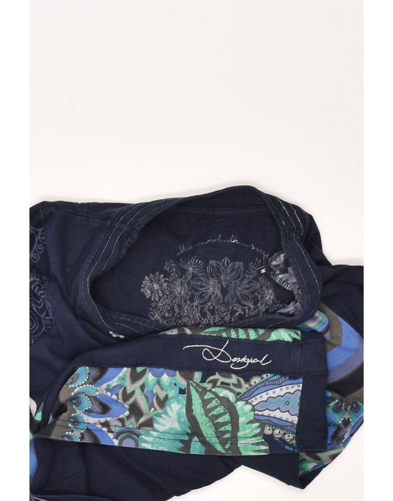 DESIGUAL Womens Graphic Top Long Sleeve UK 12 Medium Navy Blue Paisley | Vintage Desigual | Thrift | Second-Hand Desigual | Used Clothing | Messina Hembry 