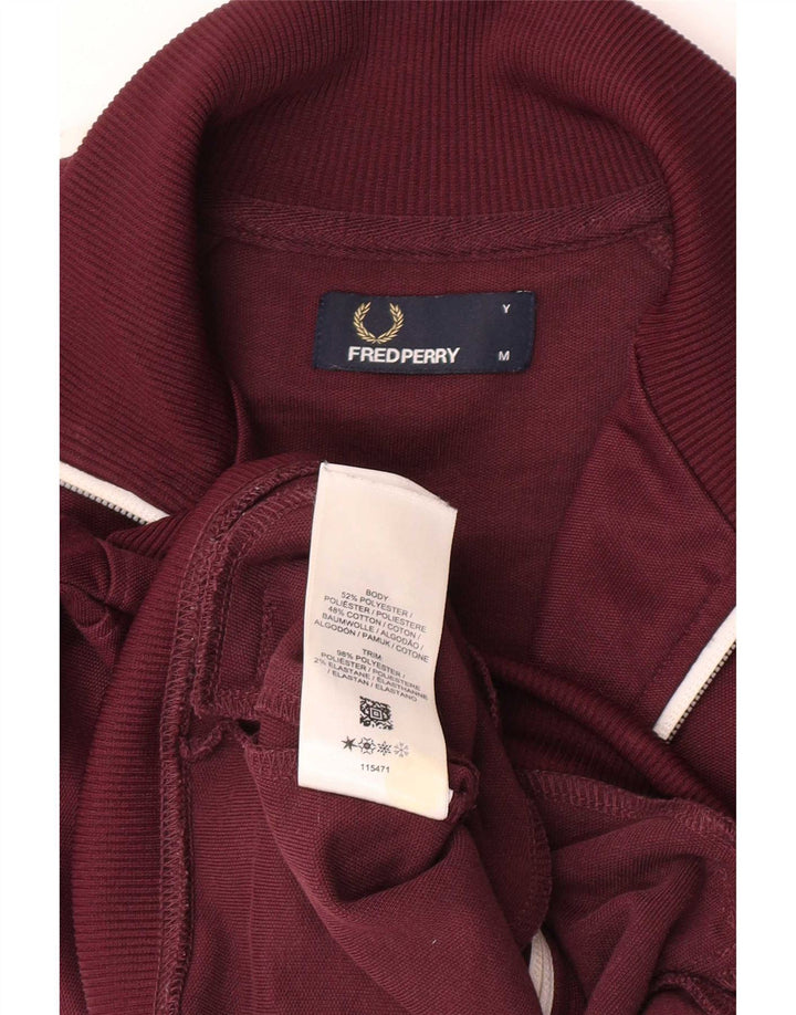 Fred Perry Boys Tracksuit Top Jacket 9-10 Years Medium Maroon Colourblock