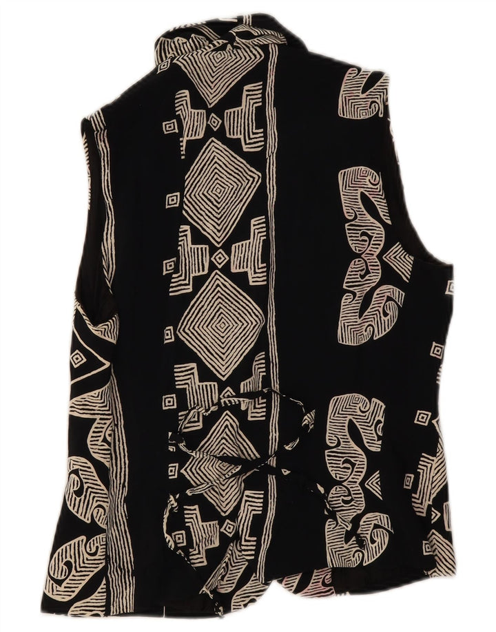 Vintage Womens Waistcoat UK 8 Small Black Geometric