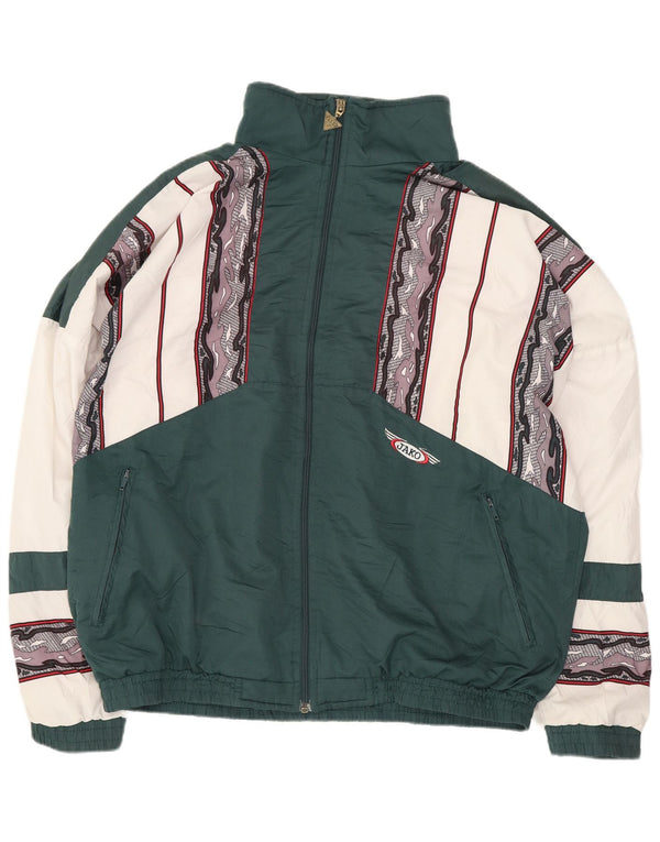 Jako Mens Relaxed Fit Tracksuit Top Jacket XL Green Colourblock Retro