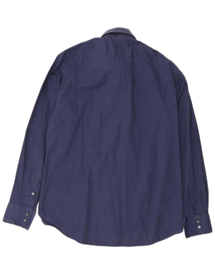 Hugo Boss Mens Regular Fit Shirt Size 41 Large Navy Blue Cotton