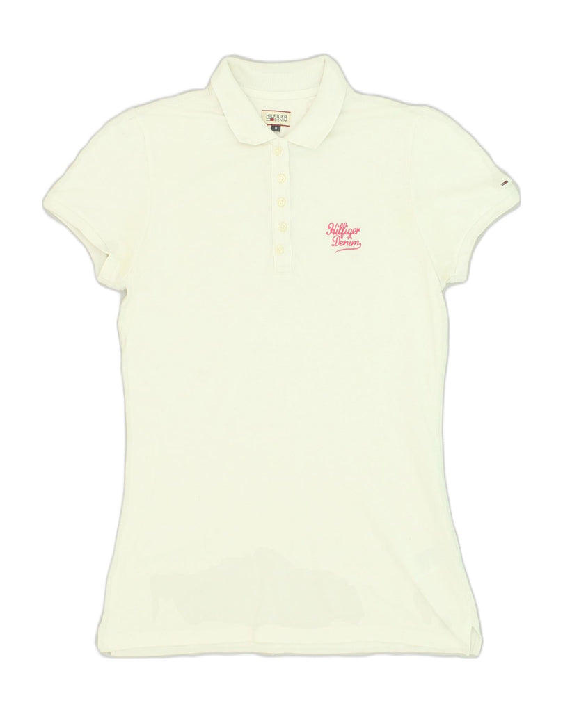 TOMMY HILFIGER Womens Polo Shirt UK 12 Medium White Cotton | Vintage Tommy Hilfiger | Thrift | Second-Hand Tommy Hilfiger | Used Clothing | Messina Hembry 