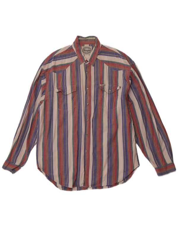WRANGLER Mens Shirt 2XL Multicoloured Striped Cotton