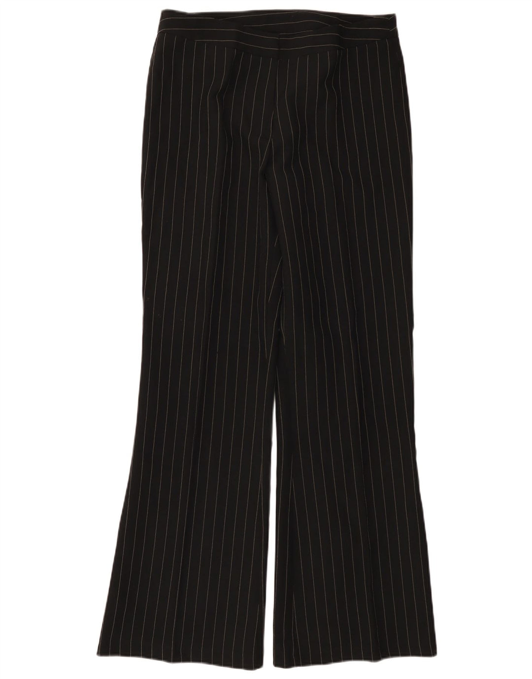 A WEAR Womens Bootcut Casual Trousers UK 14 Medium W30 L32 Black Striped