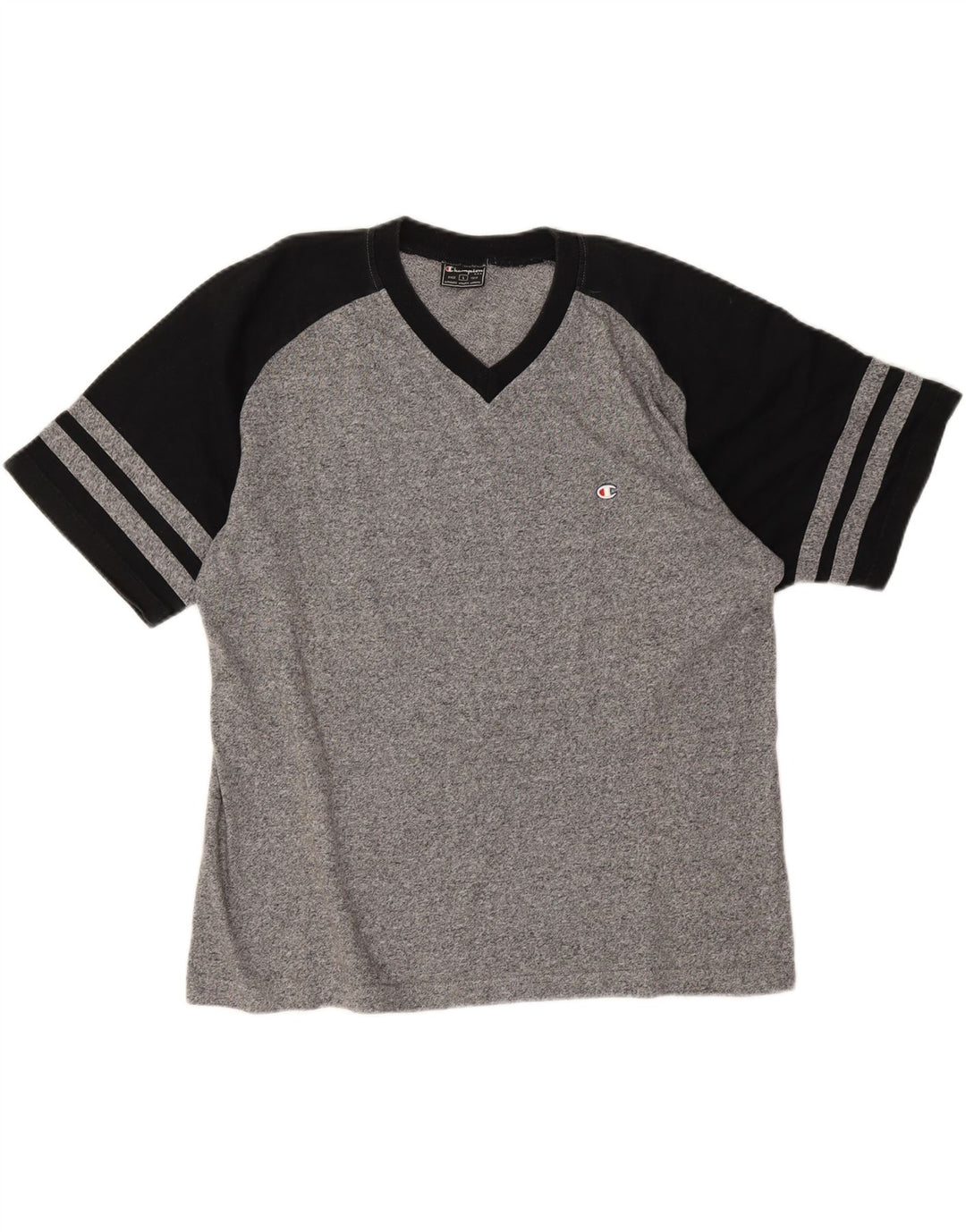 Champion Mens T-Shirt Top Large Grey Colourblock