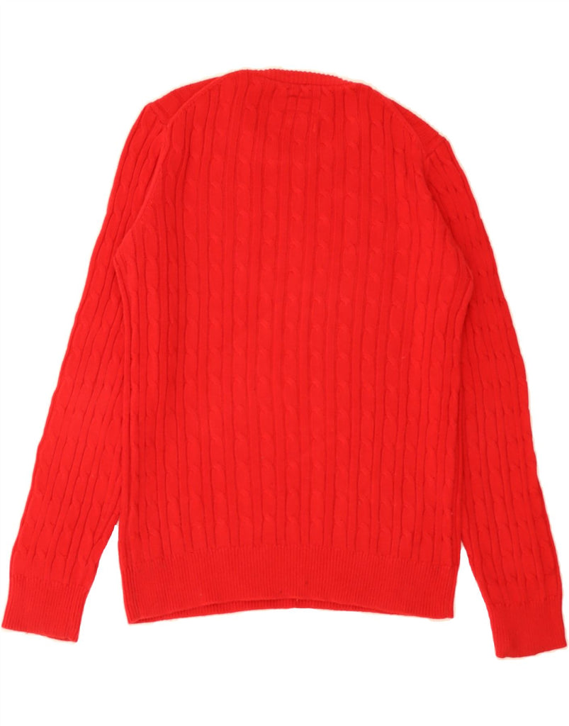 JACK WILLS Womens The Tinsbury Crew Neck Jumper Sweater UK 12 Medium Red Vintage Jack Wills and Second-Hand Jack Wills from Messina Hembry 
