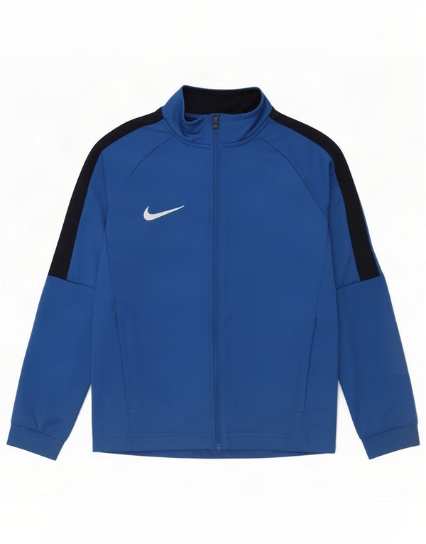 Nike Boys Dri Fit Tracksuit Top Jacket 8-9 Years Small Blue Colourblock