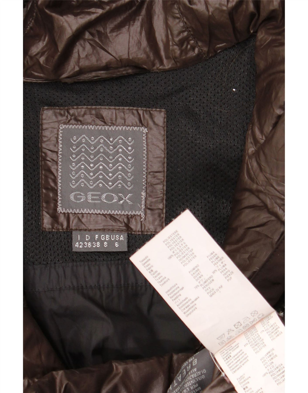Geox Womens Hooded Padded Jacket UK 8 Small  Brown Colourblock Polyester