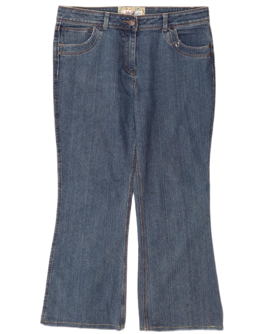 M&Co Womens Bootcut Jeans UK 16 Large W34 L29 Blue Cotton