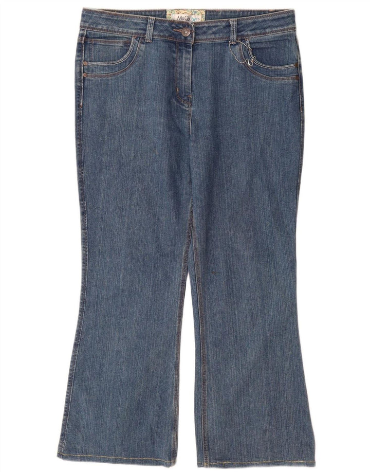 M&Co Womens Bootcut Jeans UK 16 Large W34 L29 Blue Cotton