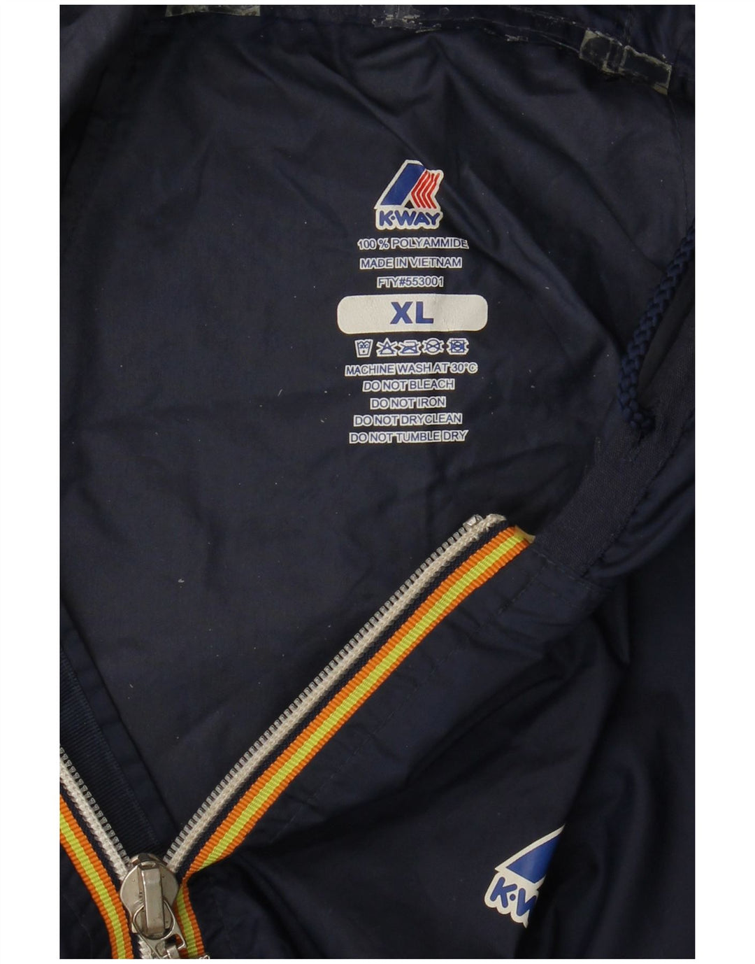 K-Way Mens Hooded Rain Jacket UK 42 XL Navy Blue Polyamide