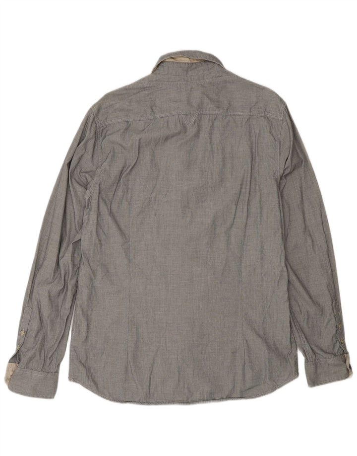 Guess Mens Regular Fit Shirt UK 40 Large Grey Check Cotton