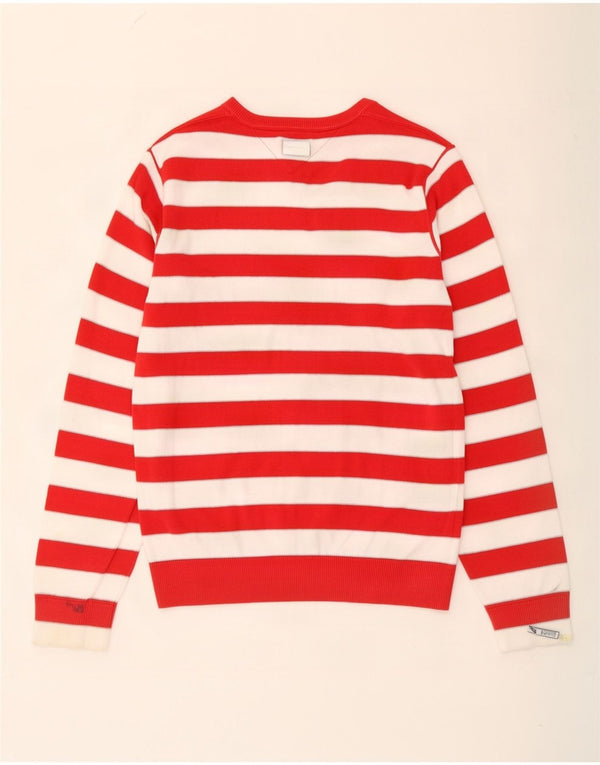 Tommy Hilfiger Womens Boat Neck Jumper Sweater UK 18 XL Red Striped Cotton