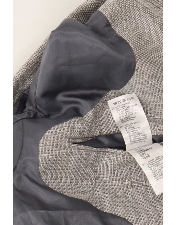 Reiss Mens 2 Button Blazer Jacket UK 38 Medium Grey Wool