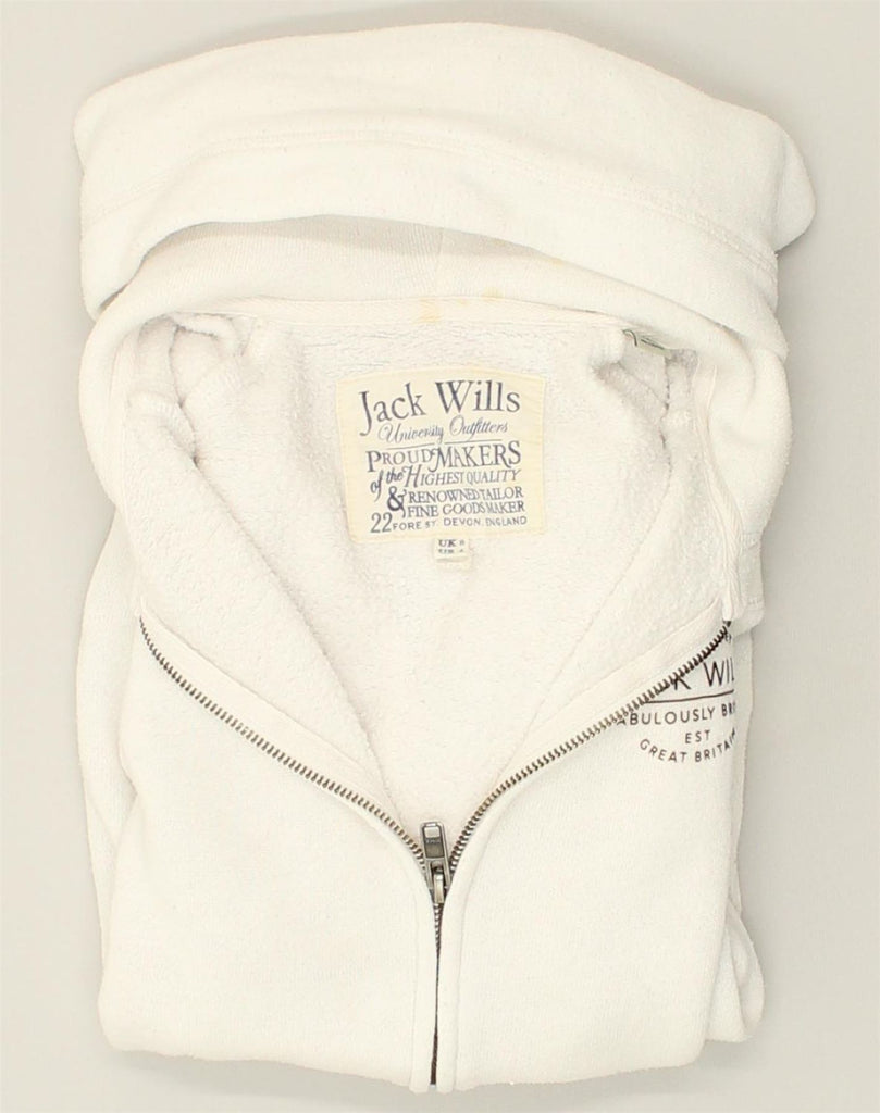 JACK WILLS Womens Zip Hoodie Sweater UK 8 Small  White | Vintage Jack Wills | Thrift | Second-Hand Jack Wills | Used Clothing | Messina Hembry 