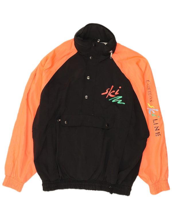 COSMOS Mens Loose Fit Graphic Windbreaker Jacket UK 36 Small Black