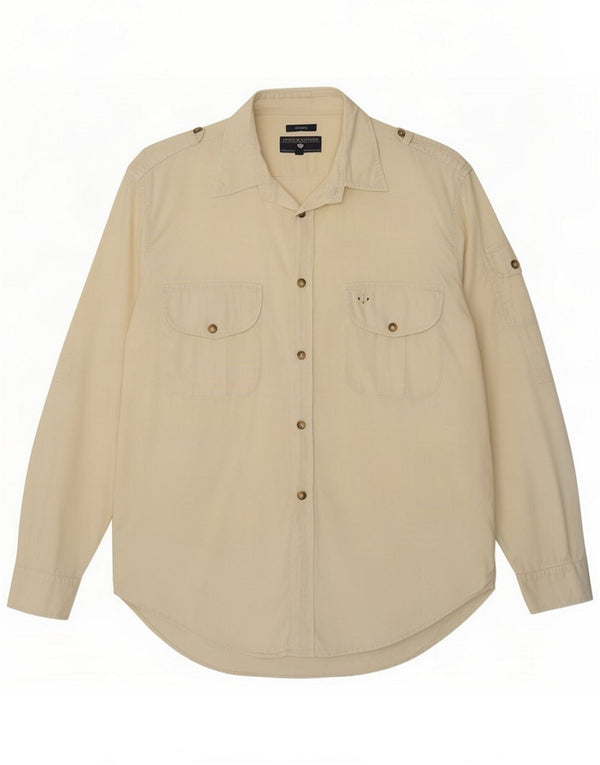 Goose & Gander Mens Military Shirt IT 50 Medium Beige Cotton