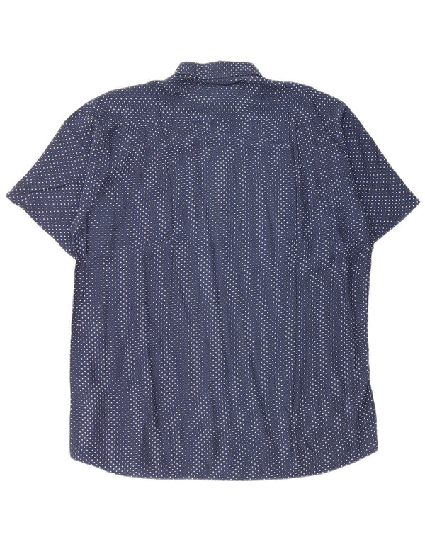 Cassera Mens Weekend Short Sleeve Shirt Size 39 Medium Navy Blue Spotted