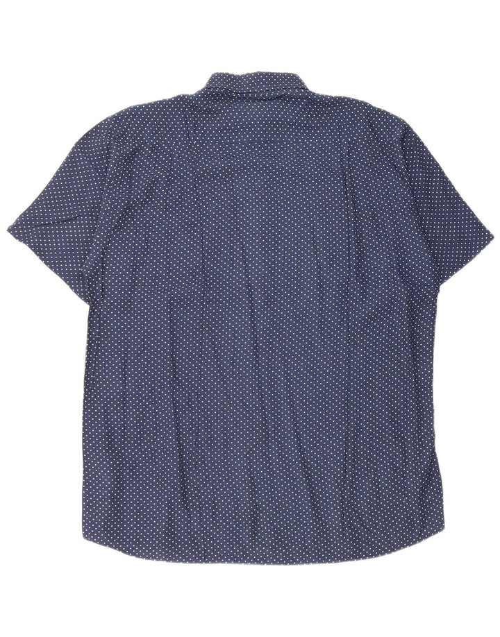 Cassera Mens Weekend Short Sleeve Shirt Size 39 Medium Navy Blue Spotted
