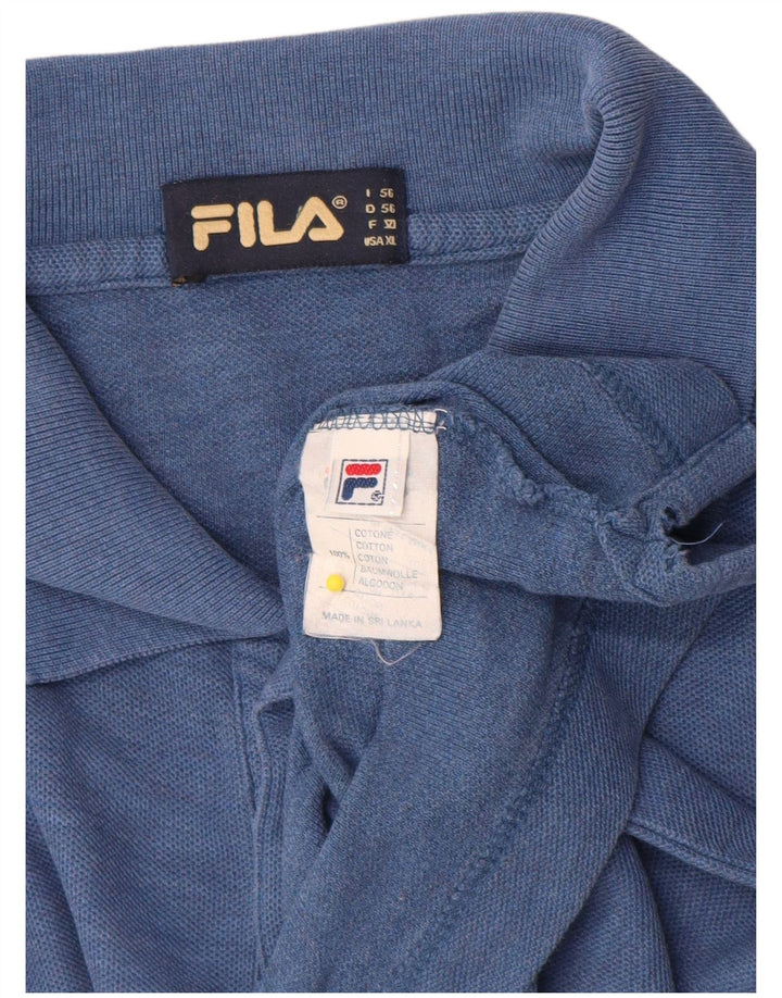 Fila Mens Polo Shirt IT 56 XL Blue Cotton