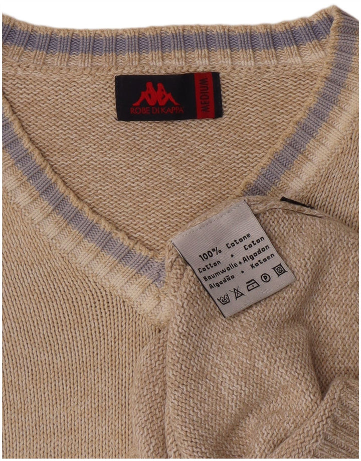 Kappa Mens V-Neck Jumper Sweater Medium Beige Cotton