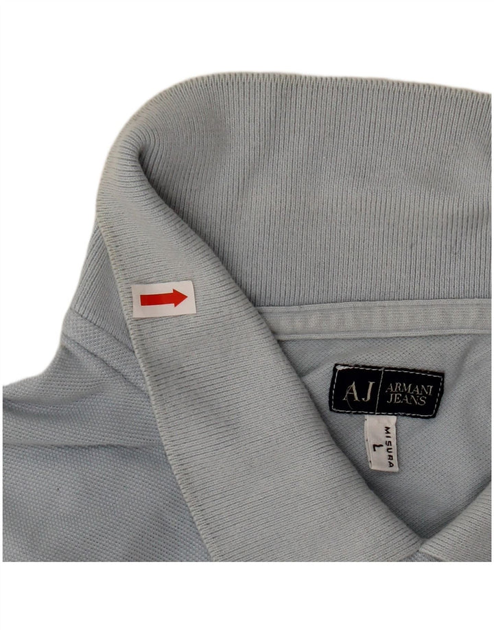 Armani Mens Polo Shirt Large Blue Cotton